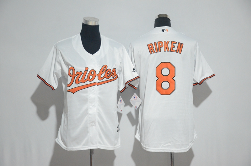 Womens 2017 MLB Baltimore Orioles #8 Ripken White Jerseys